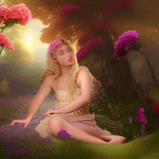 Blonde Princess of Flowers and Sun: Matte Painting