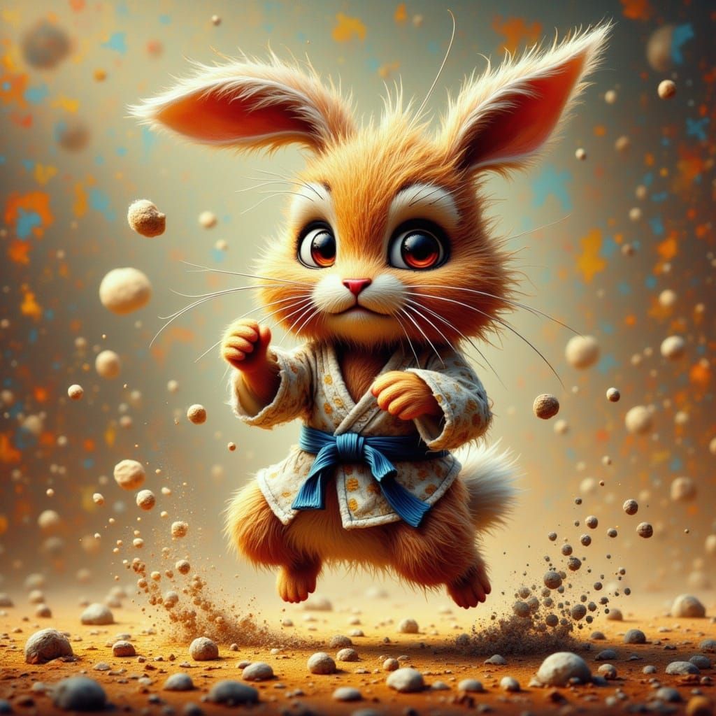 Chibi Bunny in Insane Karate Action