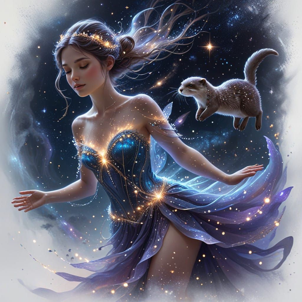 Ethereal Fairy and Otter in Cosmic Realms