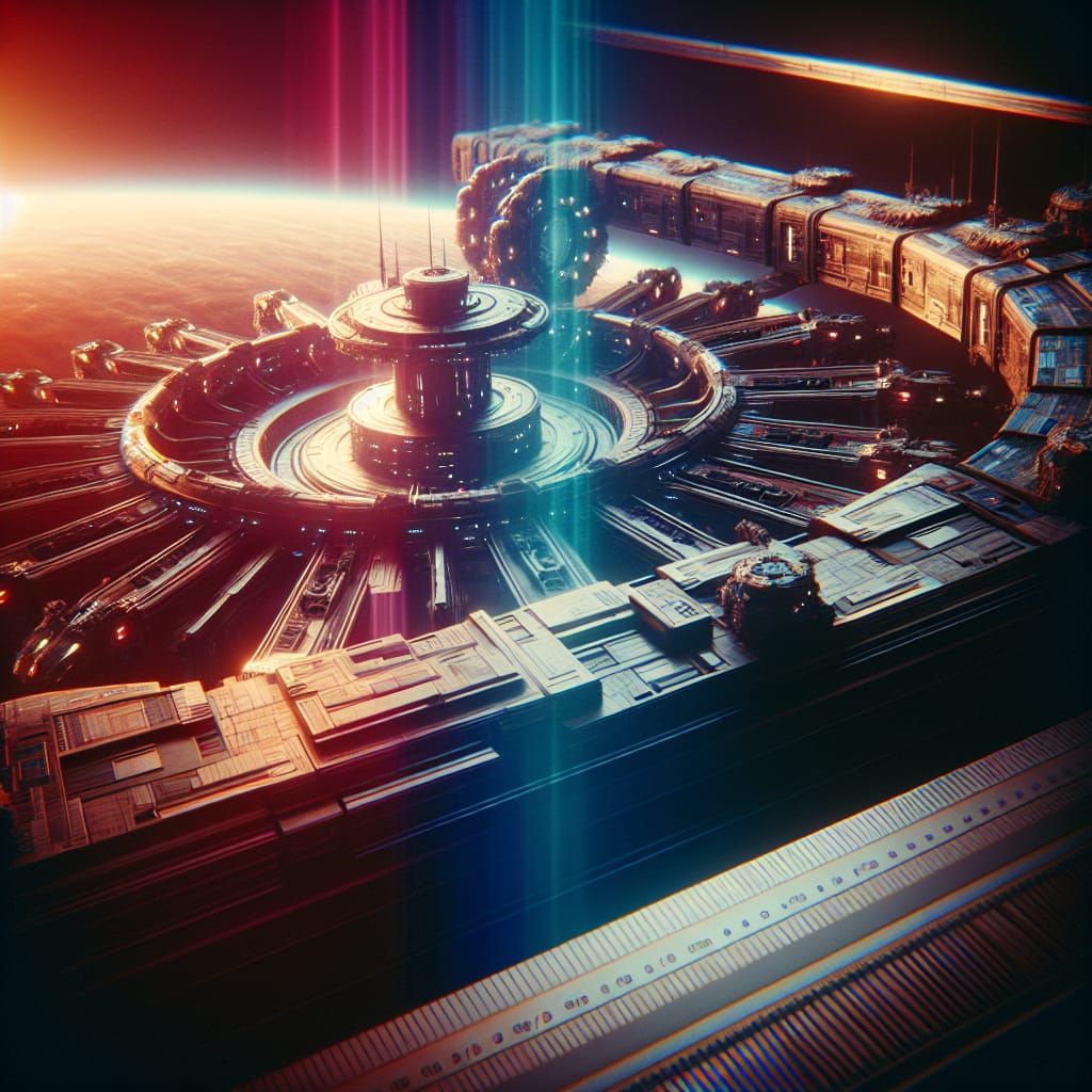 Futuristic Space Station in Jewel Tones, Photorealistic Rend...