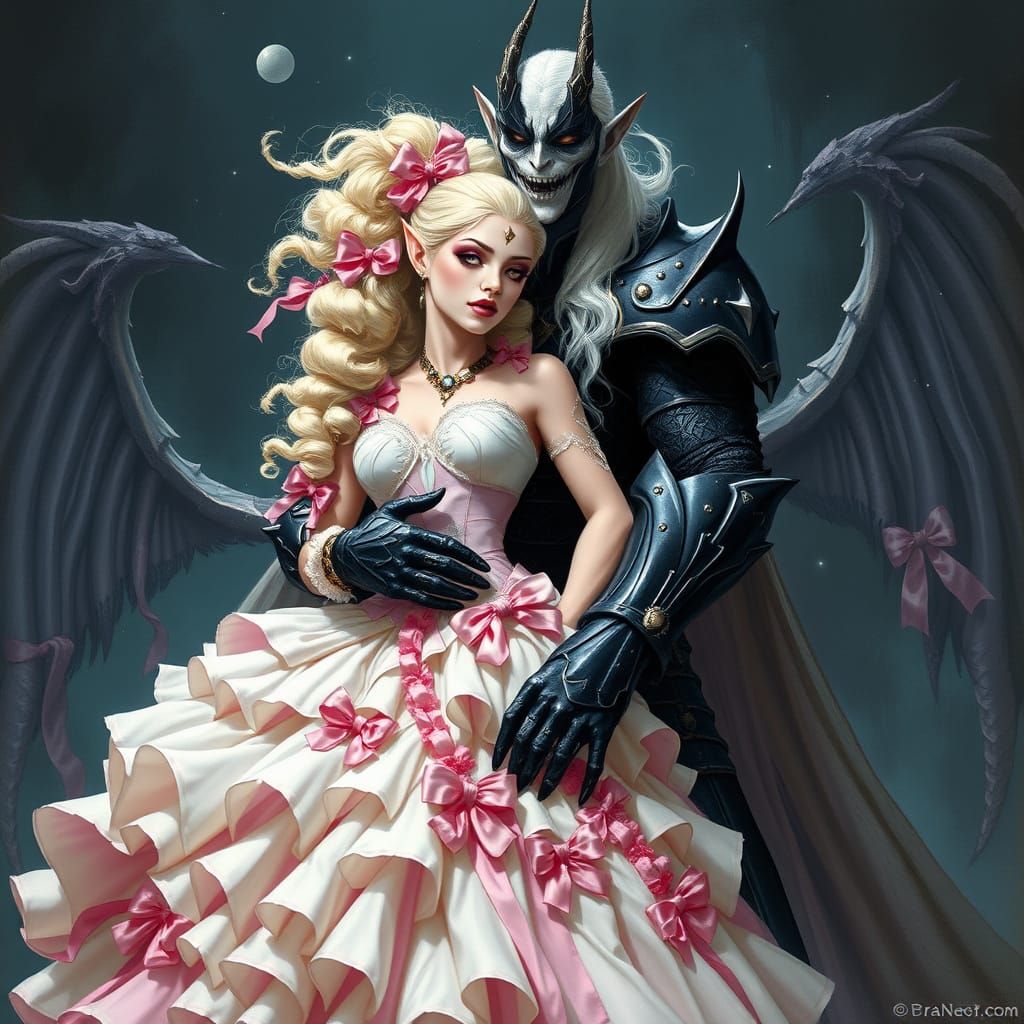 Dark Elf King's Captive Bride in Gothic Regalia