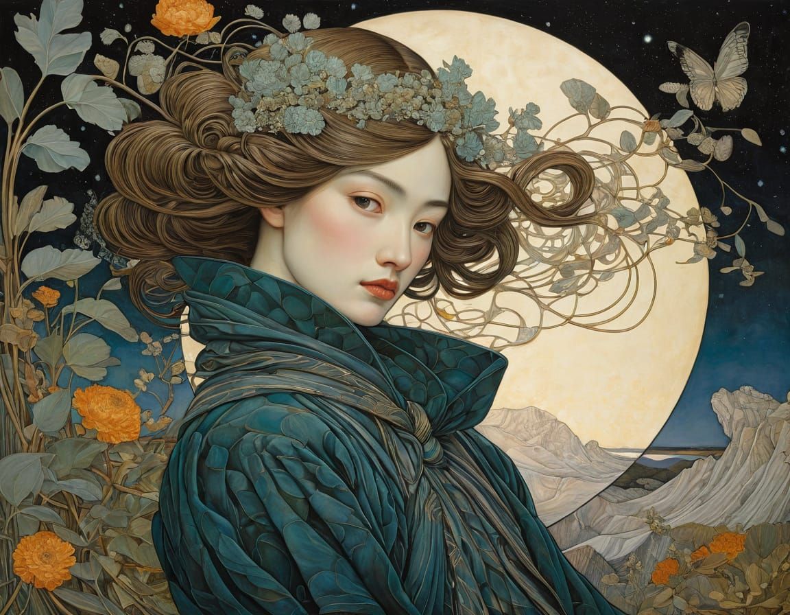 Surreal Painting Inspired by Symbolist and Art Nouveau Maste...