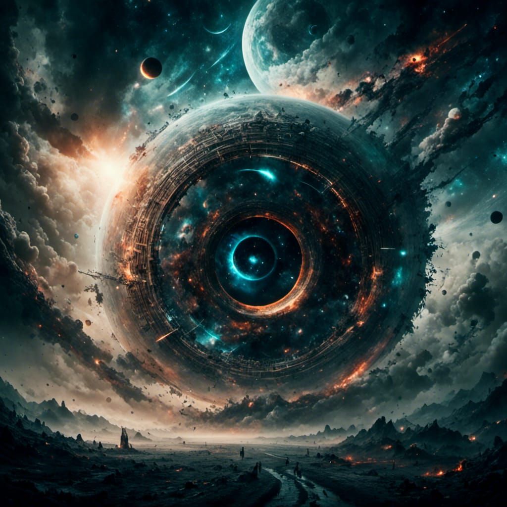 Giant Blackhole in Space with Glowing Runes