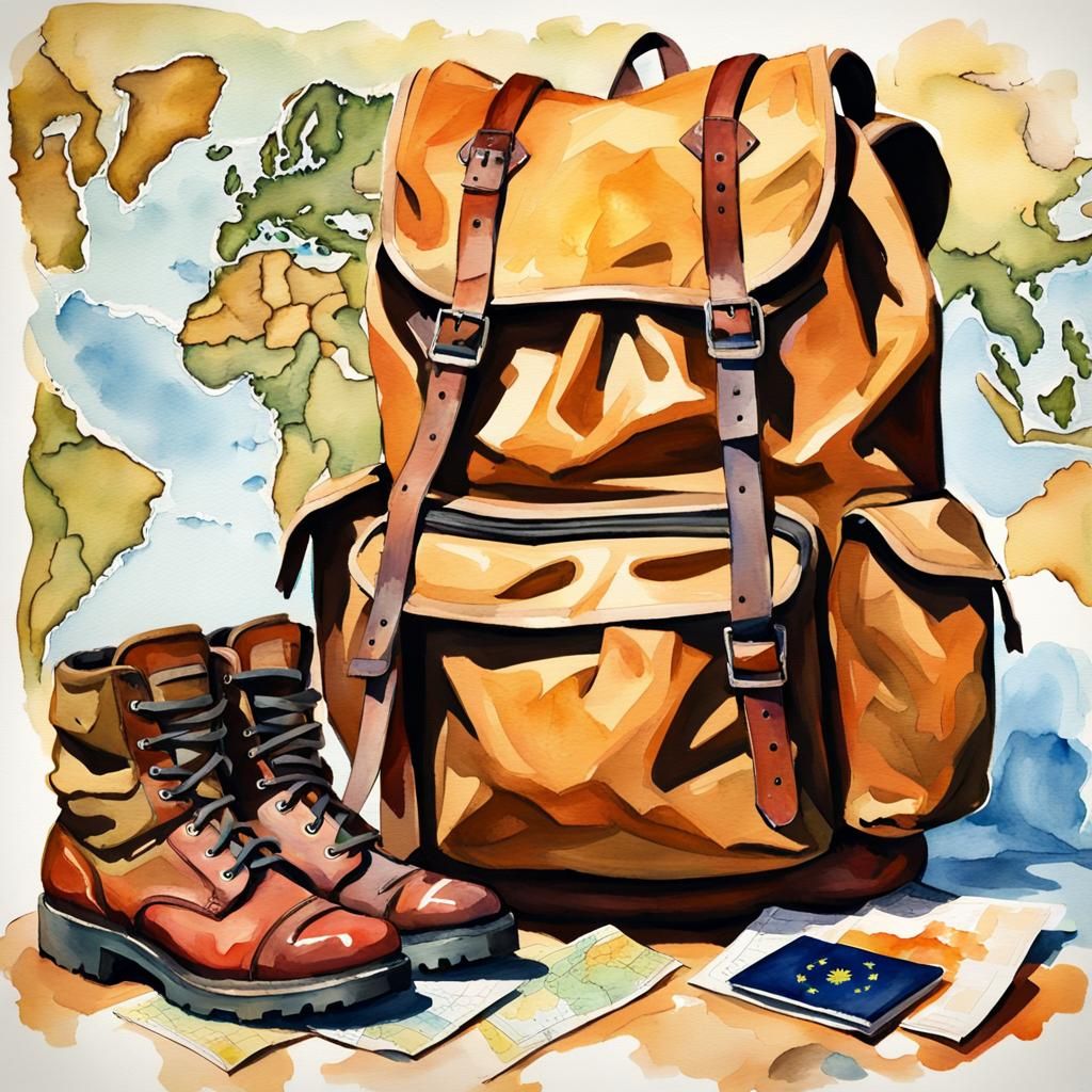 Travel Still Life in Loose Watercolour Style