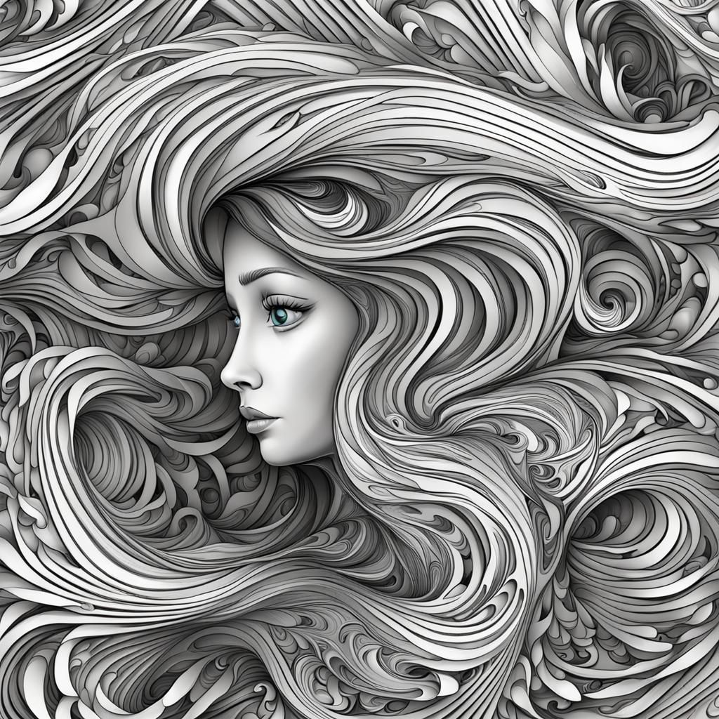Rapunzel's Bad Hair Day in Abstract Fractal Style
