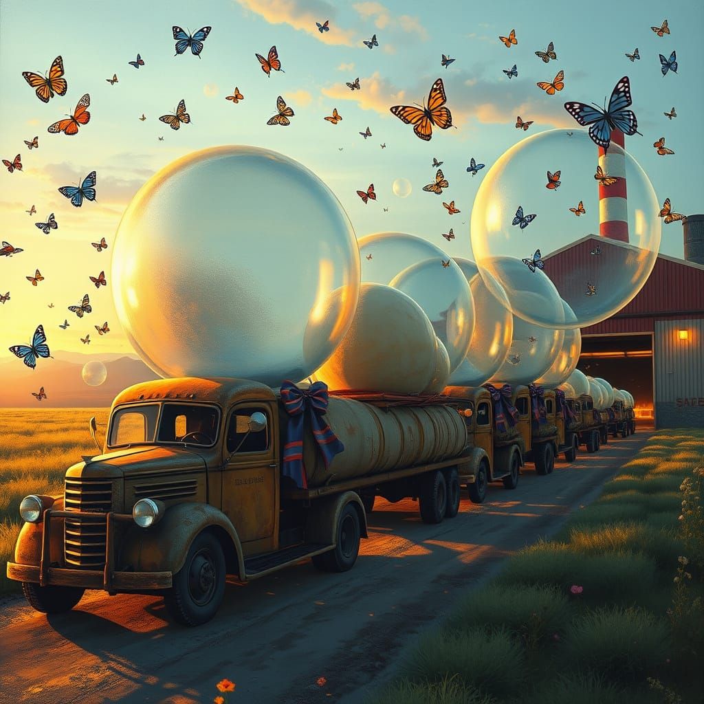 Whimsical Bubble Factory at Dusk