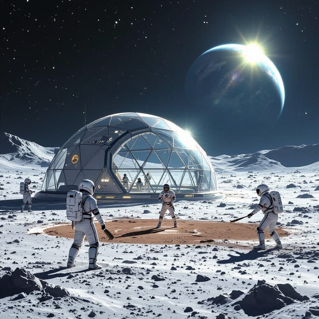 Baseball on the Moon in Futuristic Bio Dome