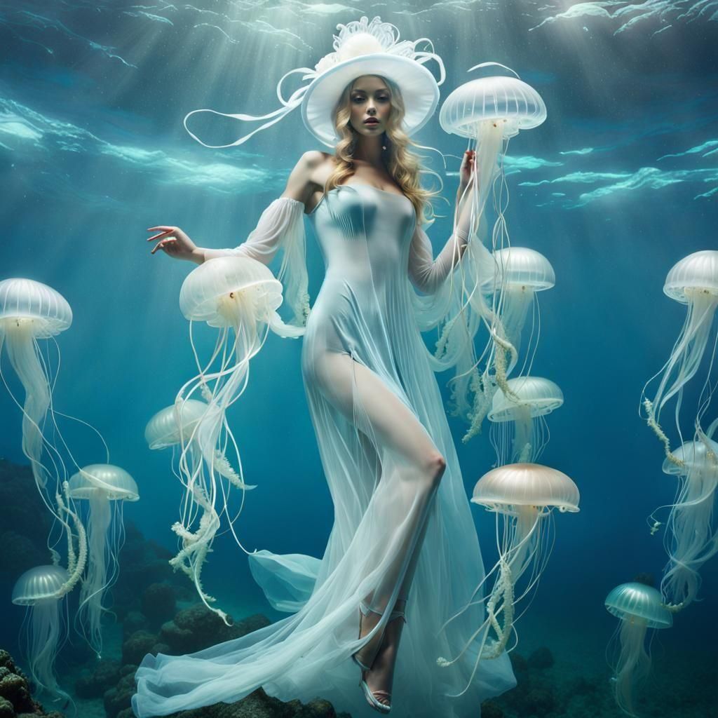 Underwater Sea Goddess in Surreal Fashion