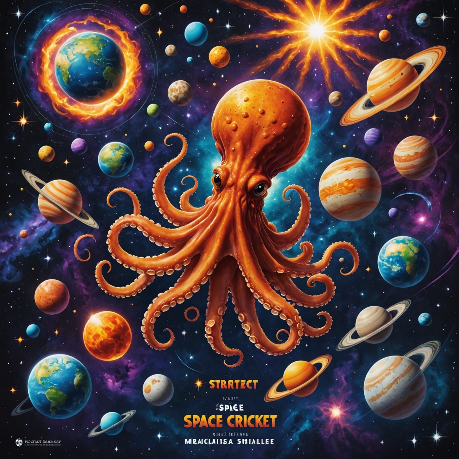 Space Cricket Poster: Octopus Juggles Suns