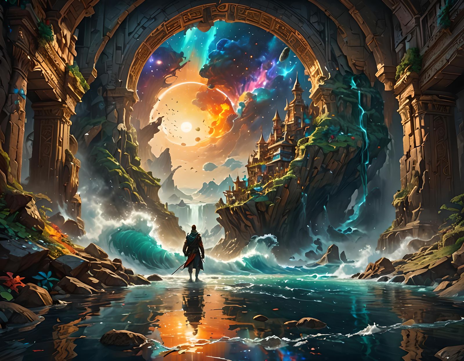 Majestic Portal to Another World: Hyperrealistic Concept Art