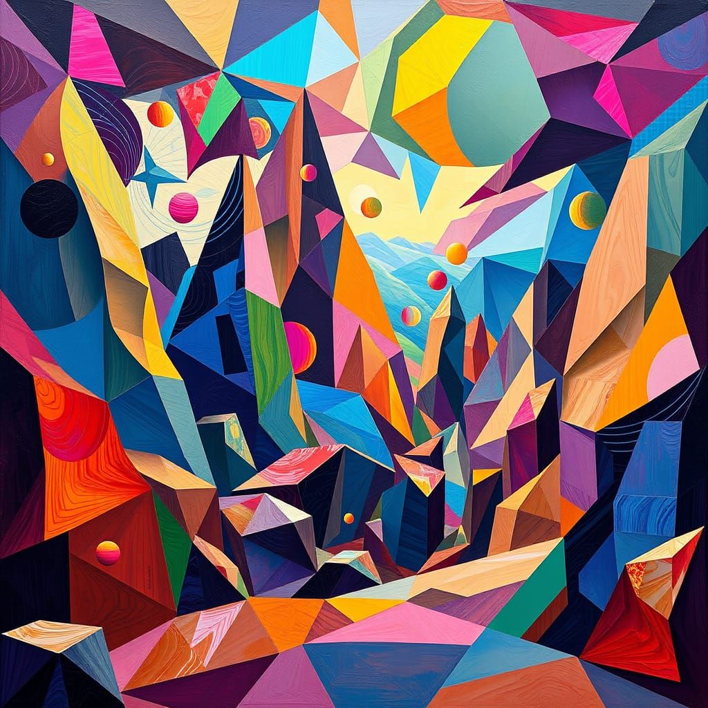 Vibrant Cubist Multiverse in Neo-Cubist Style