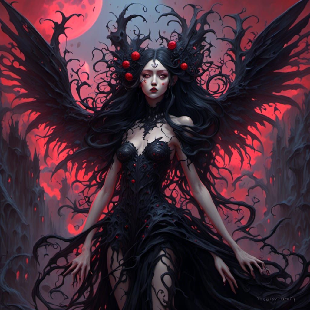 Stunning Dark Fantasy Demoness with Iridescent Wings