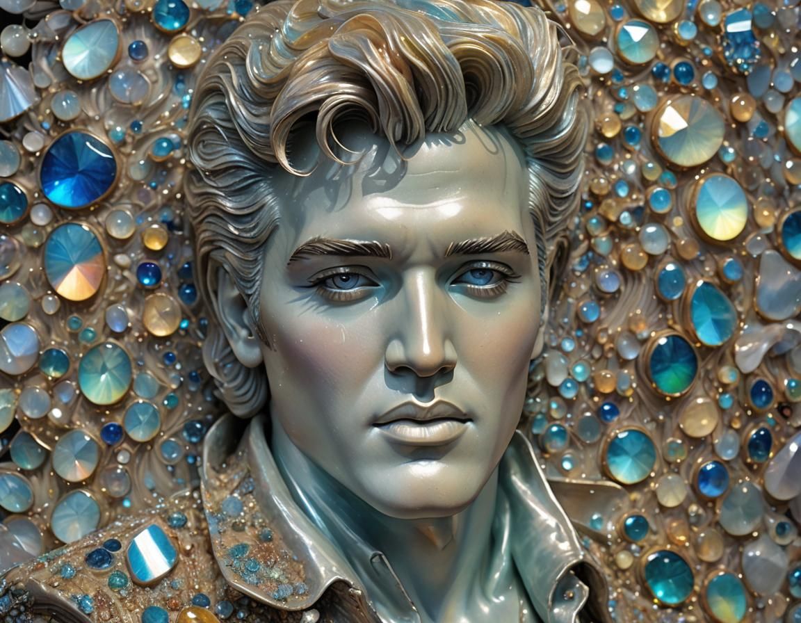 Spectrolite Opalescent Psychedelic Intricately Meticulously Ethereally Gossamer Inspirational Elvis Sculpture