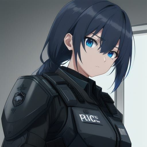 Anime SWAT Officer in Police Station