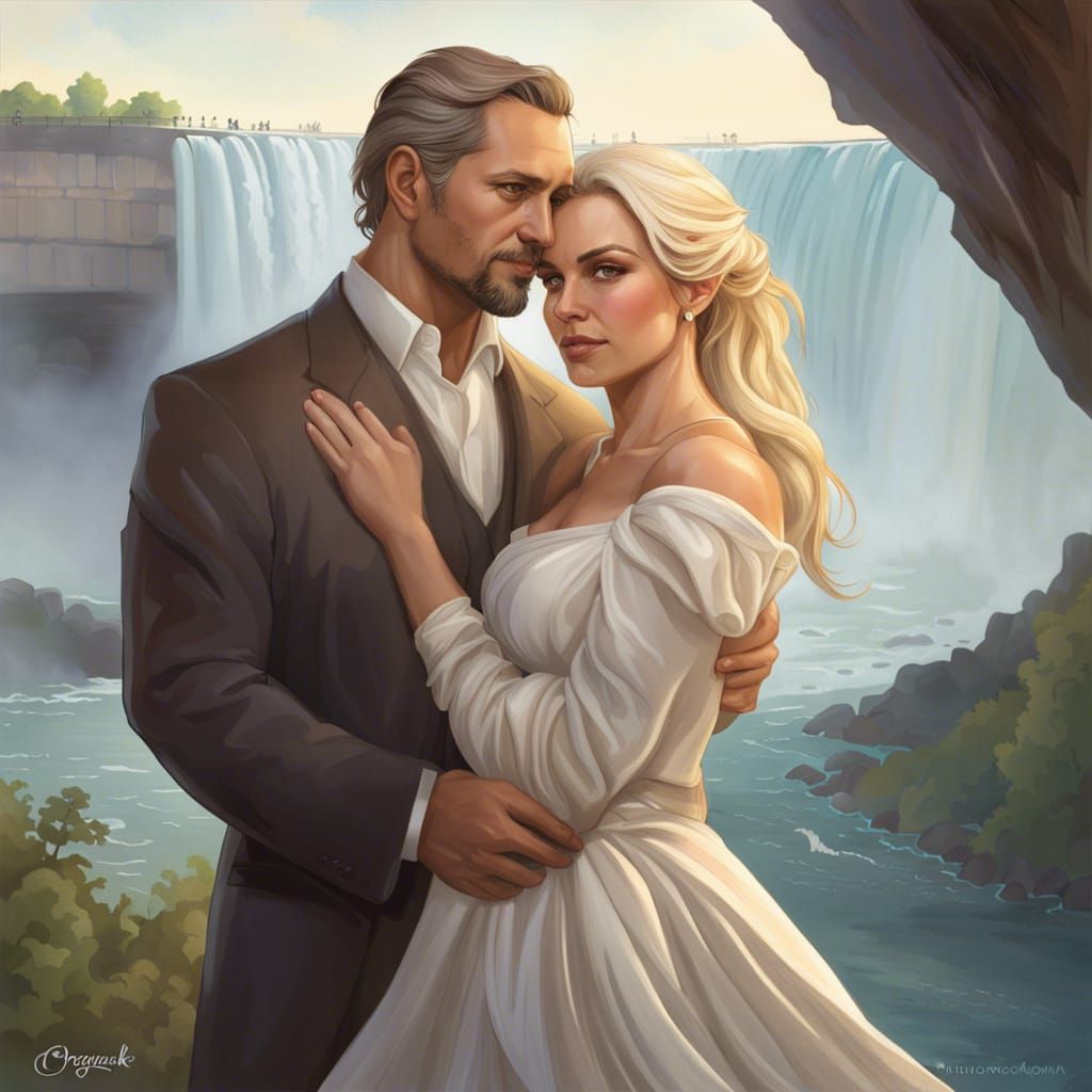 Niagara Falls Anniversary Portrait in Artgerm Style