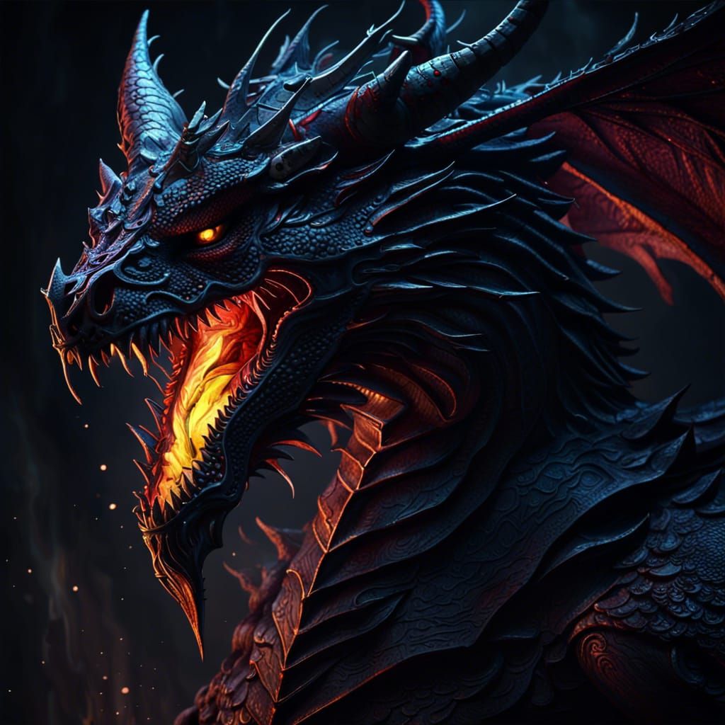 Creepy Dragon in Dark Fantasy Art Style