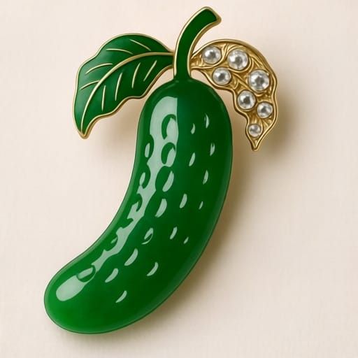 Jade pickle brooch
