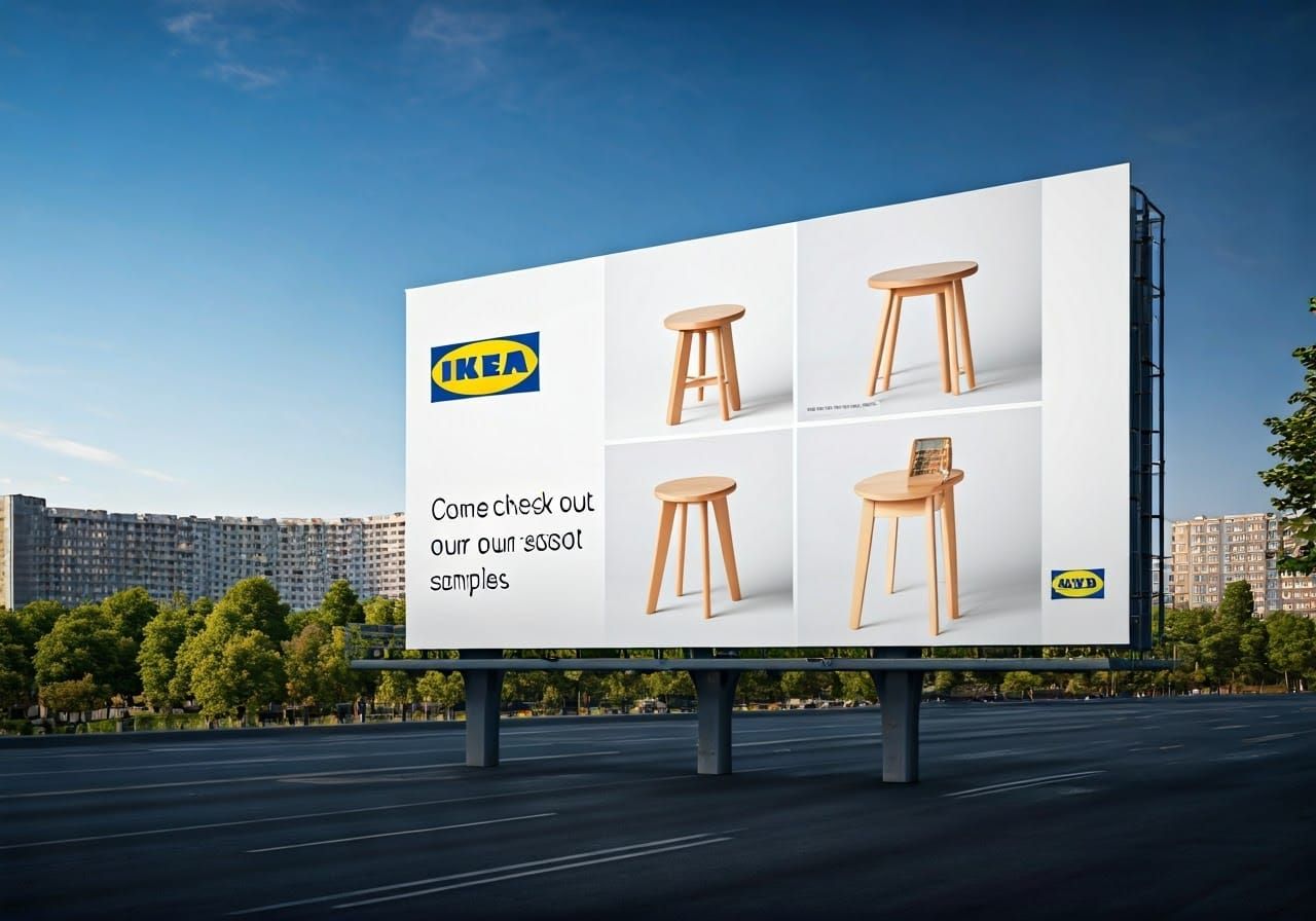 IKEA Billboard Advertising Stool Samples in Detailed Digital...