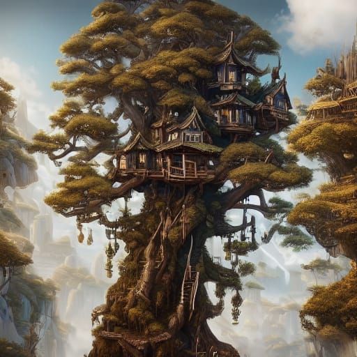Gothic Luxury Treehouse Mansion in the Sky