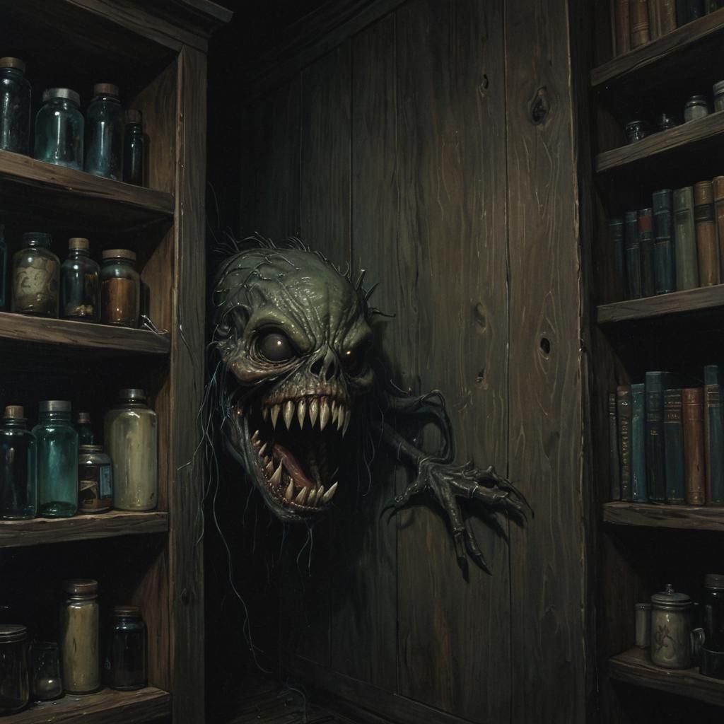 Eerie Bioluminescent Monster Crawling from Cupboard