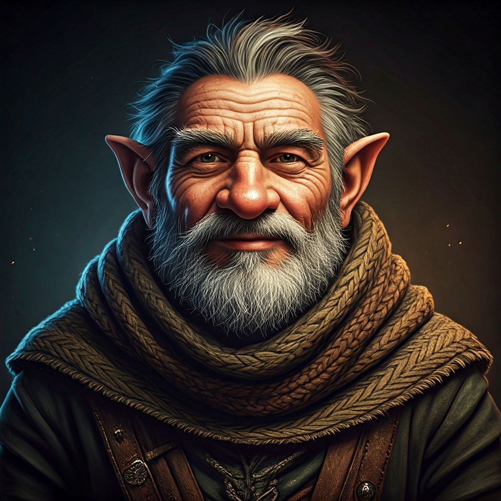 Grizzled Gnome Magic-User with Knit Scarf in Volumetric Ligh...