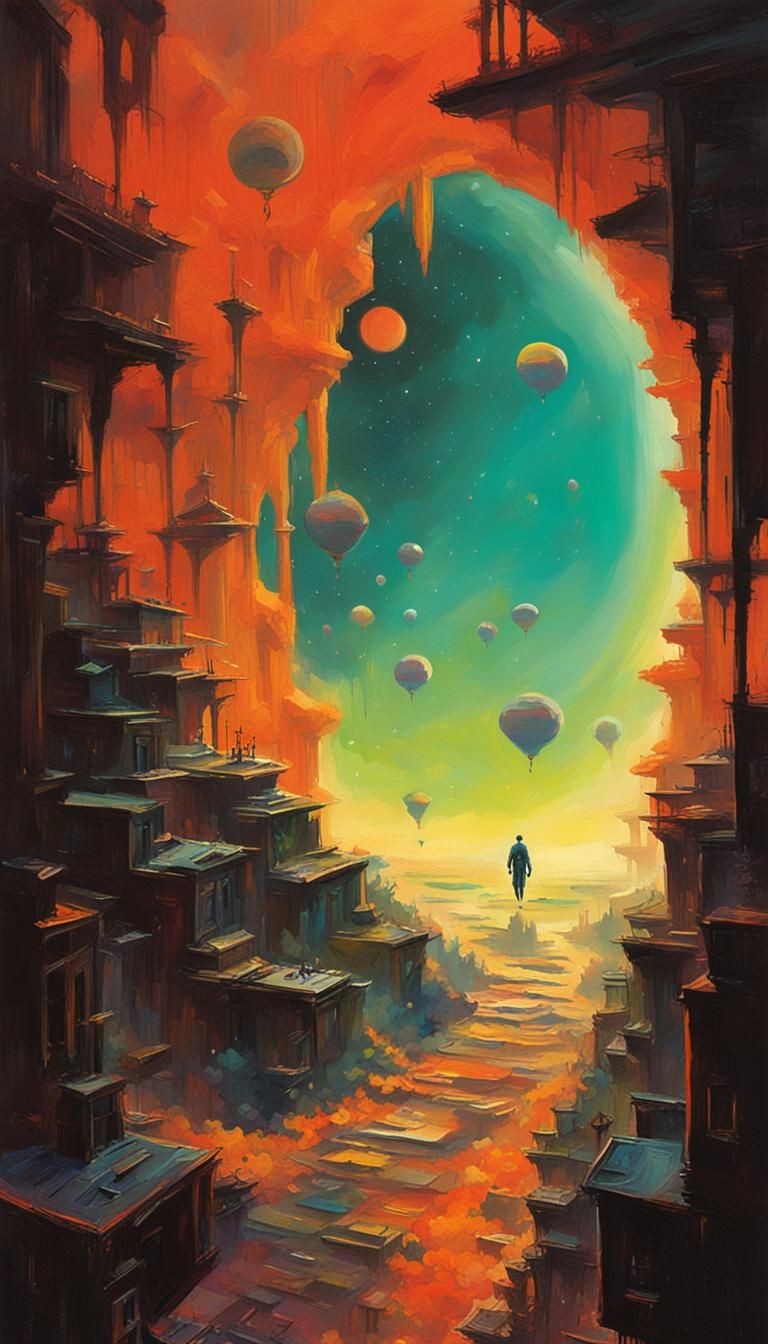 Space Traveler Departs Ordinary World in Cyberpunk Style