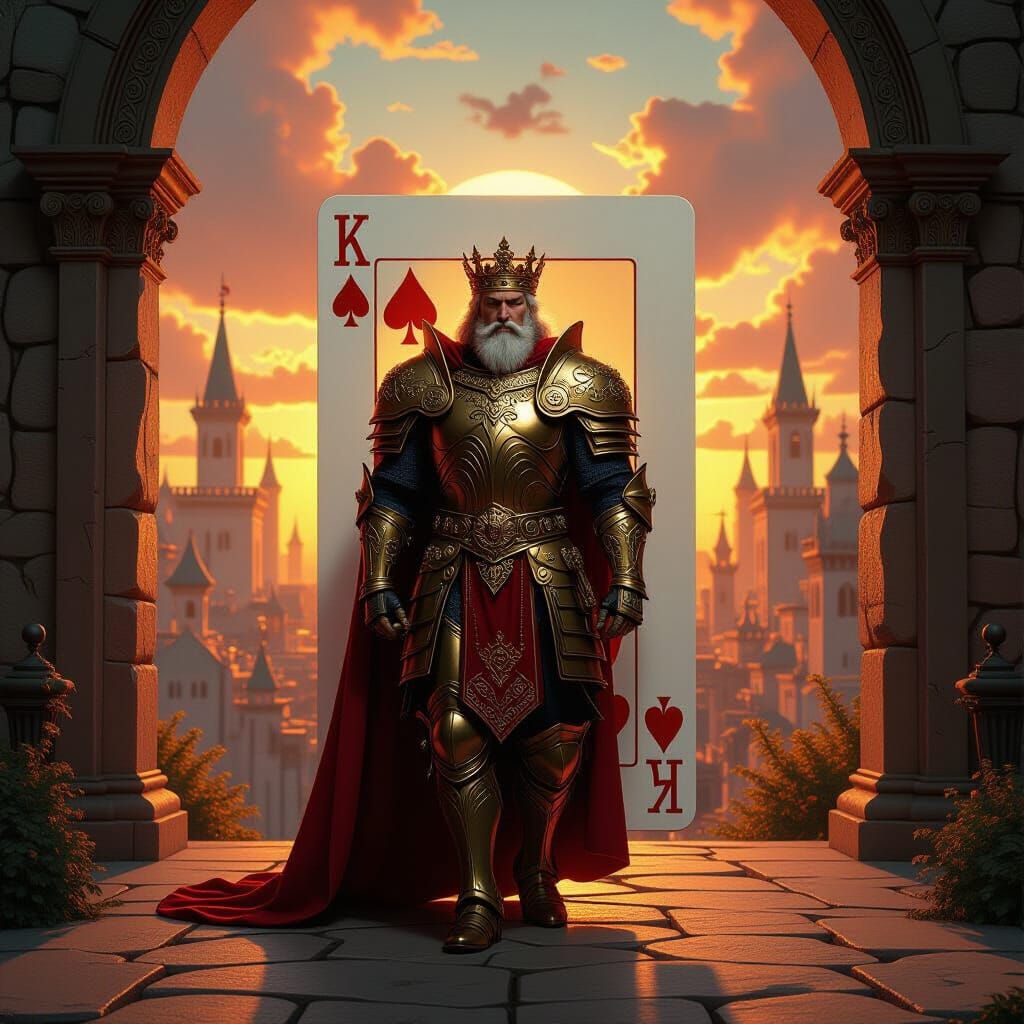 King Emerges From Playing Card In Epic Fantasy Kingdom