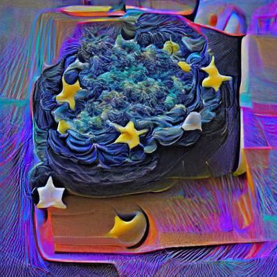 Birthday Cake Under a Starry Night Sky