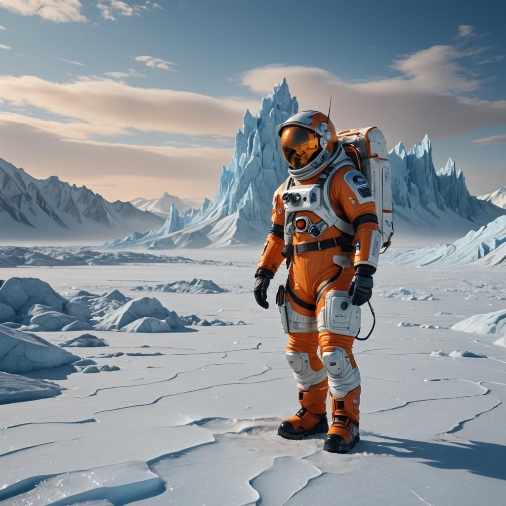 Explorer on Barren Ice Plain: Matte Painting