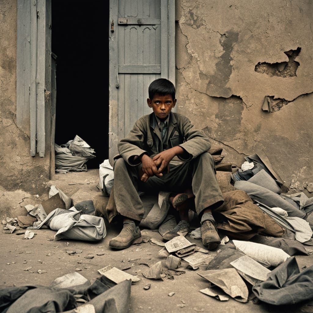 Young Palestinian Child Amidst Gaza's Devastation