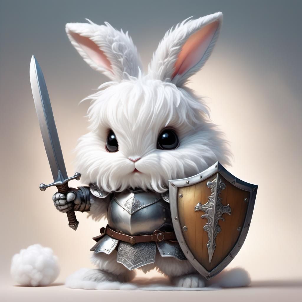 fluffy chibi knight bunny