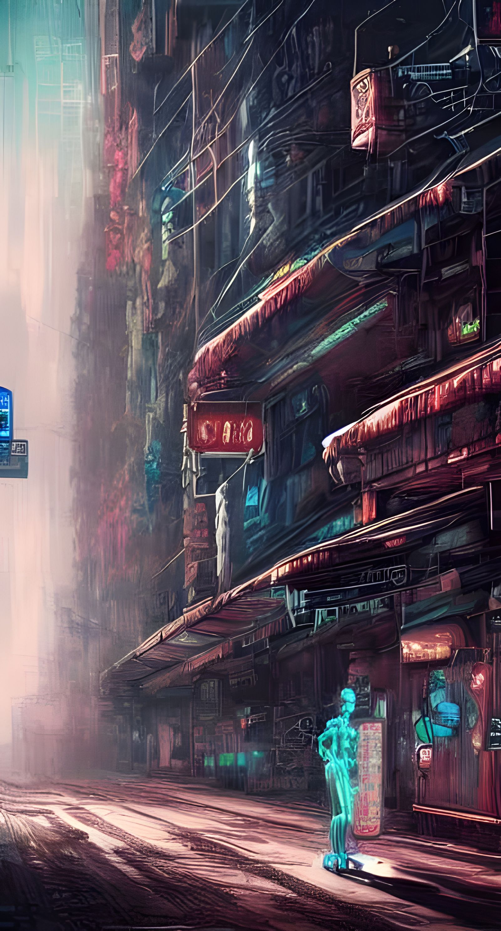 Cyberpunk Red Light District with Robot Women