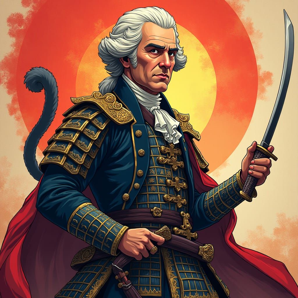 George Washington as Samurai in Anime Style