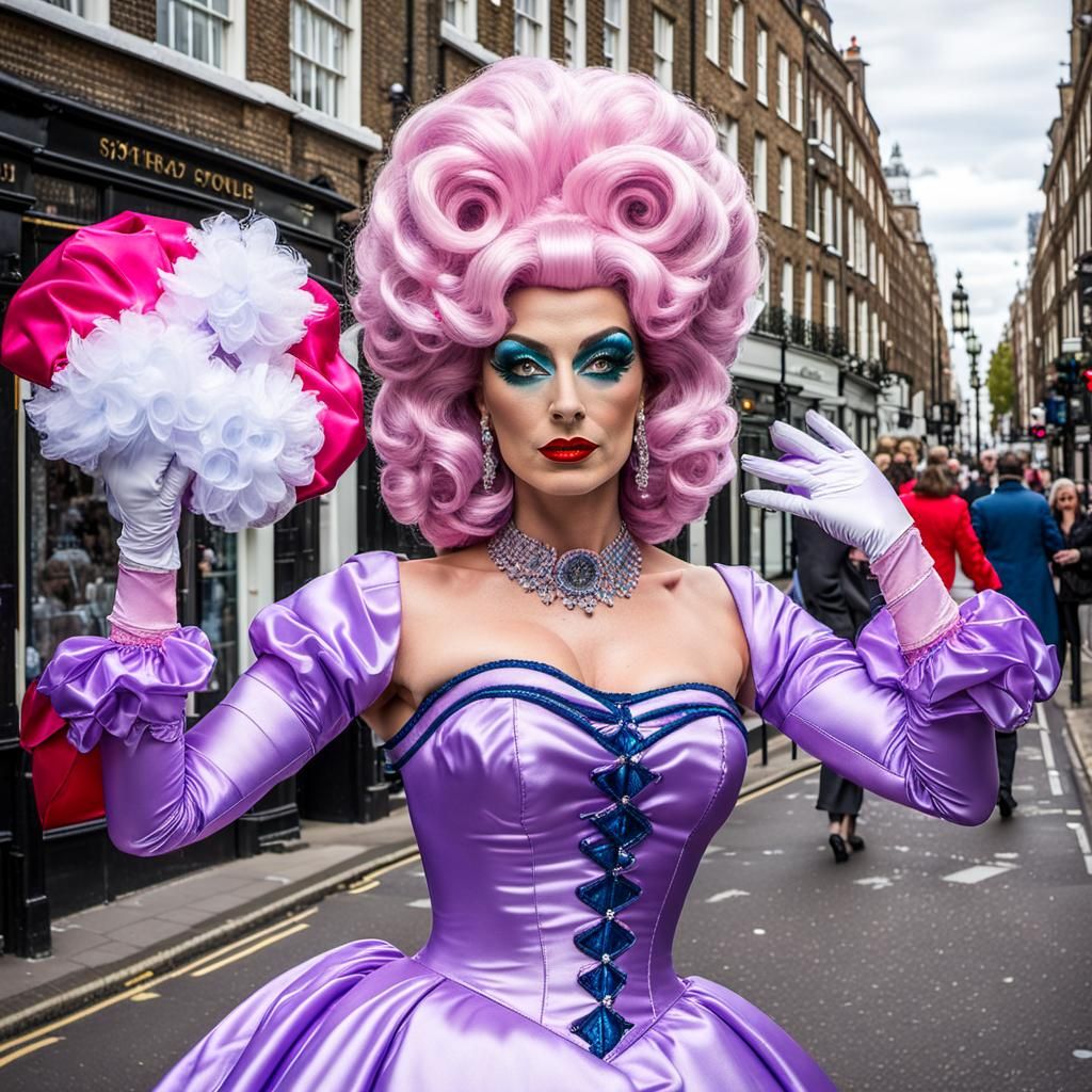 Extravagant Drag Queen in Satin Wonderland
