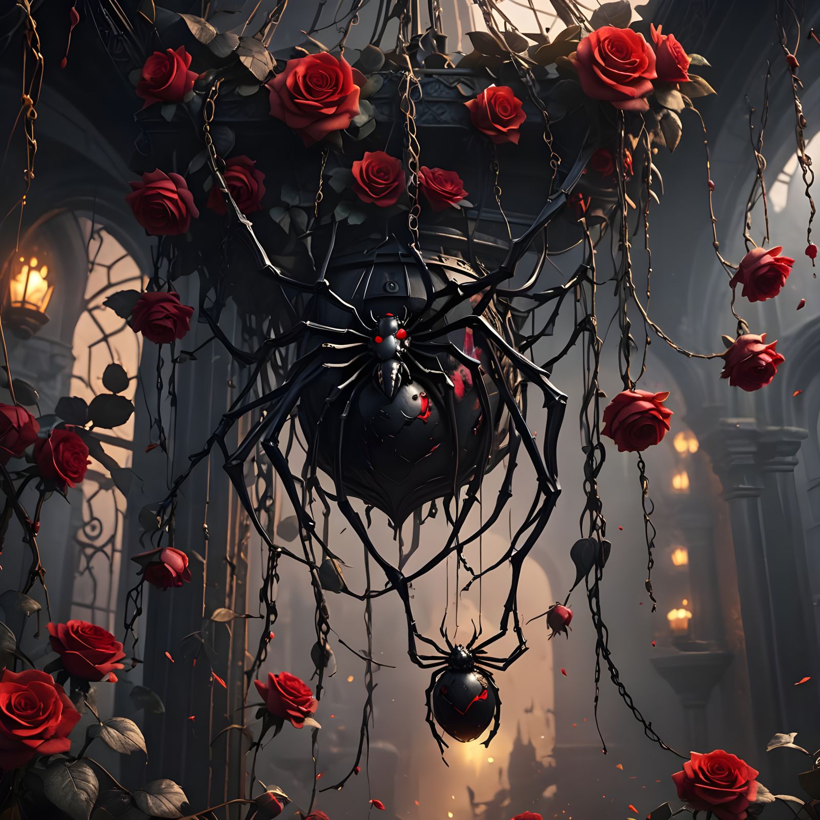 Black Widow Spider in Dark Fortress: Matte Painting