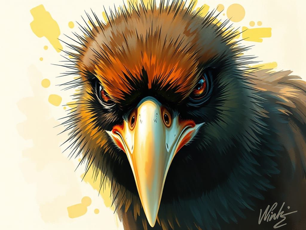 Alcohol Ink Portrait: An Angry Kiwi Bird