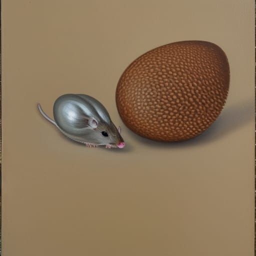 Kangaroo Rat and Acorn in Egg Tempera