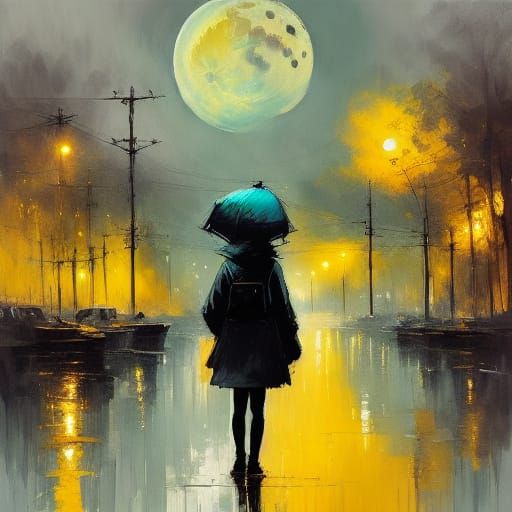 Lonely Night Under a Super Moonlit Sky