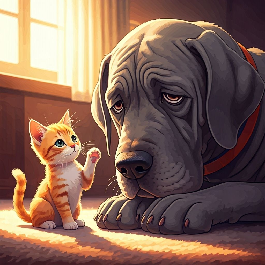 A Kitten and Great Dane's Gentle Friendship