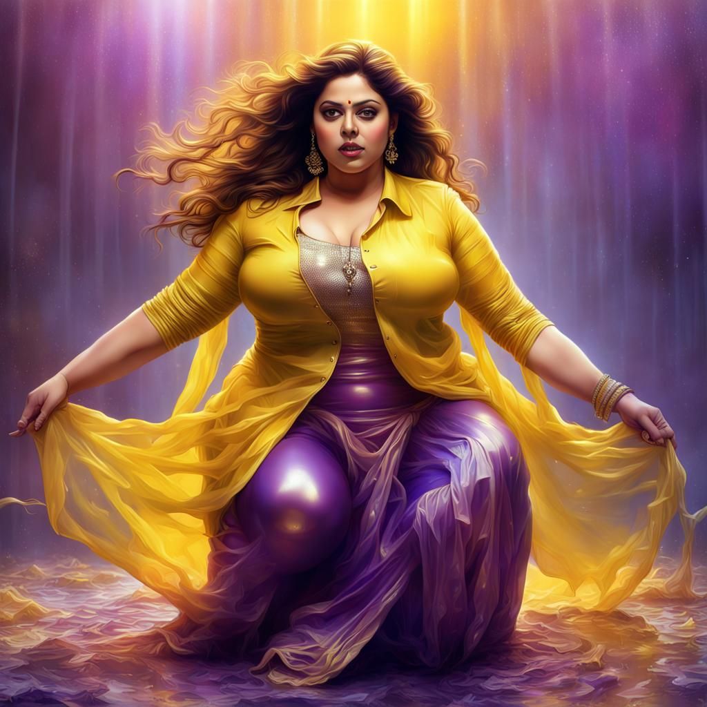 Indian Actress in Crystal-Accented Outfit, Hyperrealistic Ar...