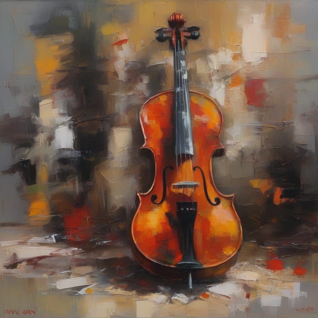 Abstract Oil Painting of a Violent Violin Concerto