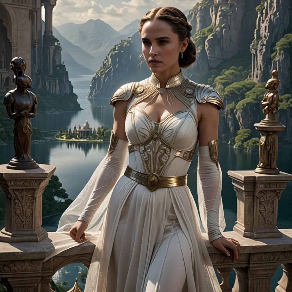 Muscular Padme Amidala on Naboo in Detailed Matte Painting
