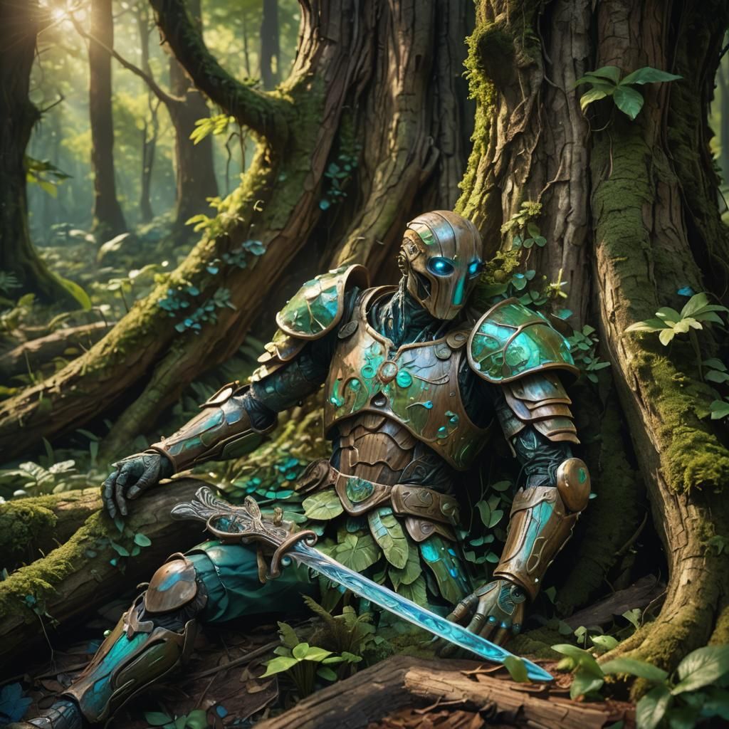 Wooden Man in Forest: Fantasy Concept Art
