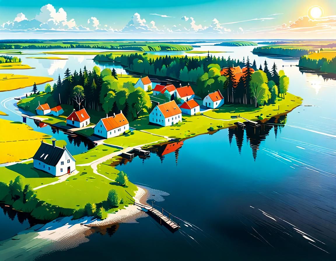 Estonian Island Landscape Digital Illustration