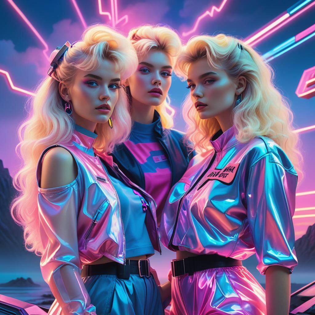 Dreamy 80s Pastel Concept Art with Neon Lights