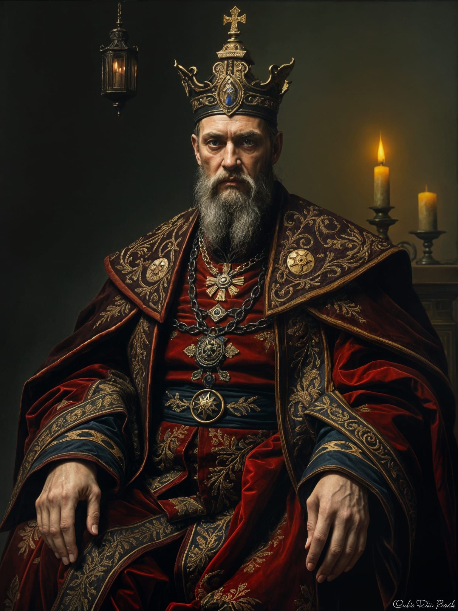 Aged 17th Century Portrait of the Historical Figure Vladimir...