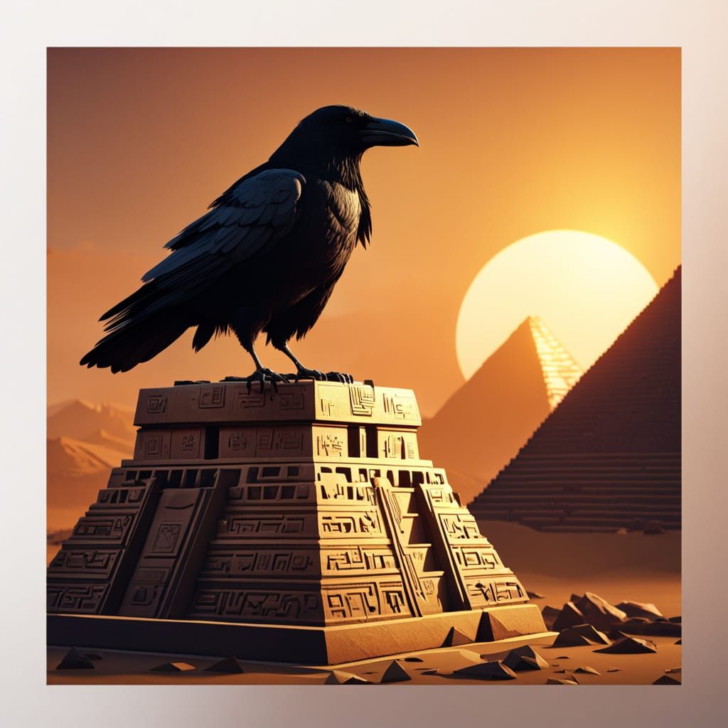 Raven on Giza Pyramid: 3D Game Still