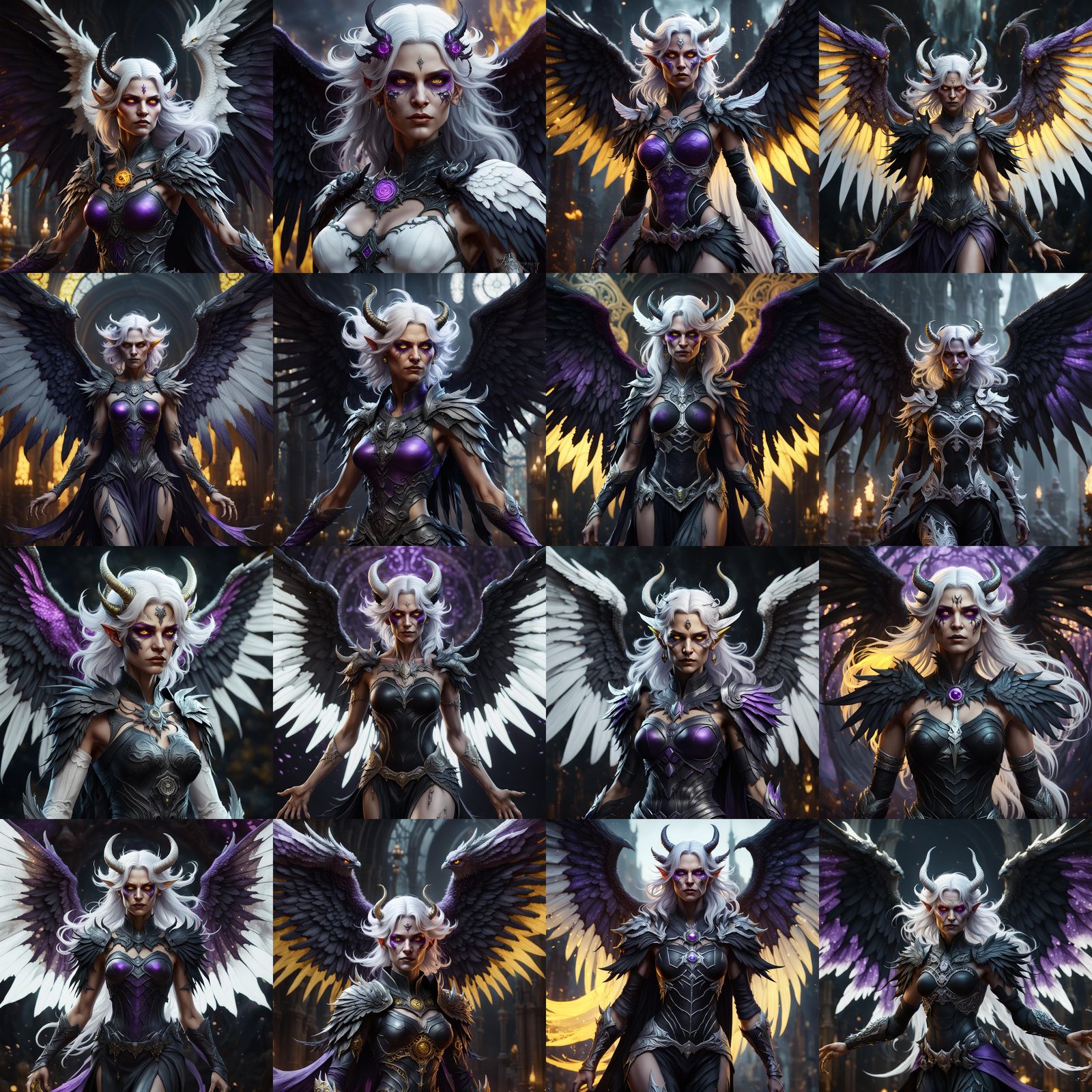 Hyperrealistic Female Demon with Black Wings, Digital Art