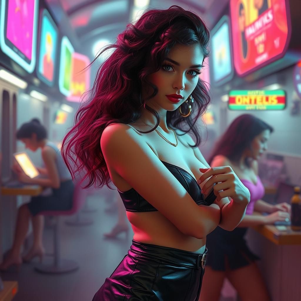 Gothic Girl in Space Fantasy Retro Futurism