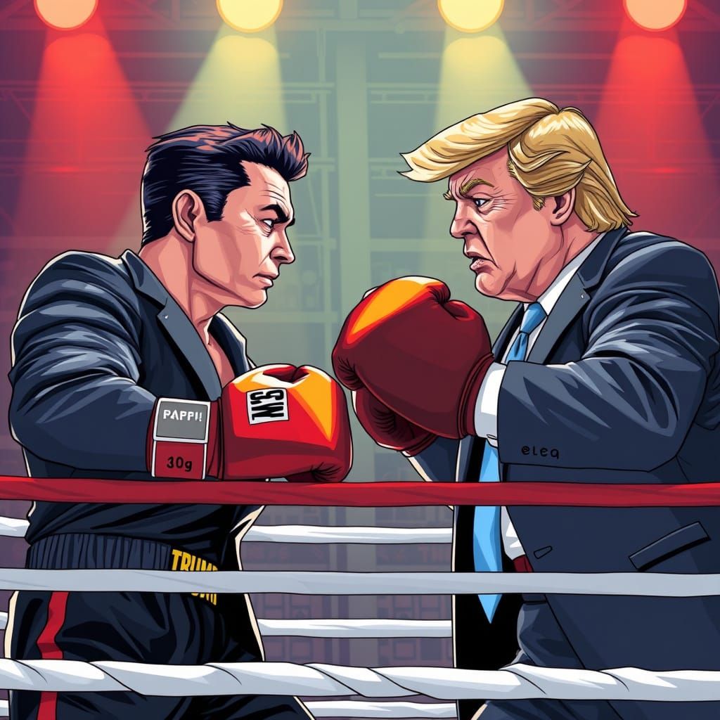 Musk vs Trump: Anime-Style Boxing Ring Showdown